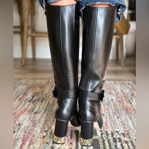 Black Knee High Leather Boots with Gold detail buckle and heel! Soft leather - Picture 9 of 10